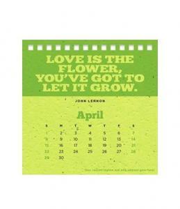 Calendario in Carta Piantabile con Colore Carta Verde mese Aprile