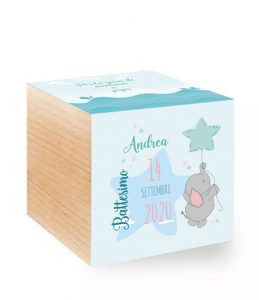 iGreen Cube vasetto di legno Bomboniera Personalizzazione per Nascita Bambino