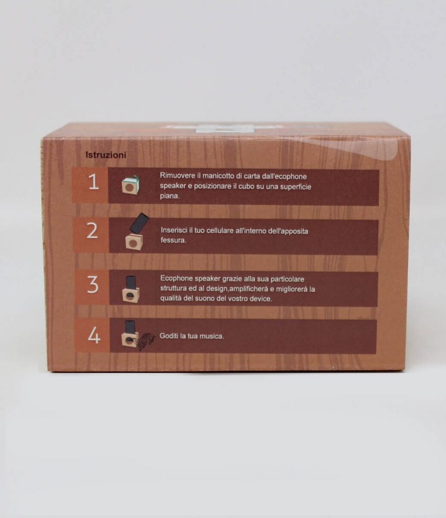 Eco Phone Speaker Amplificatore naturale per Smartphone retro del packaging